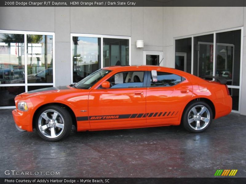 HEMI Orange Pearl / Dark Slate Gray 2008 Dodge Charger R/T Daytona