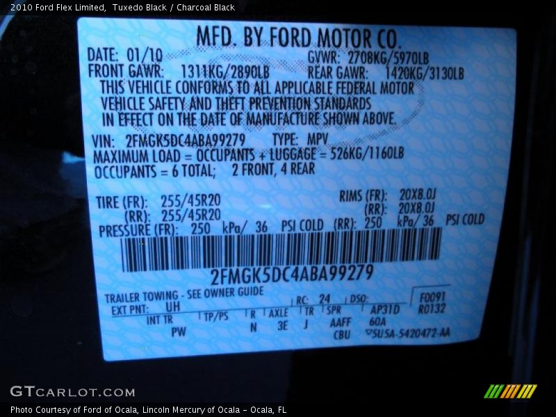 Tuxedo Black / Charcoal Black 2010 Ford Flex Limited