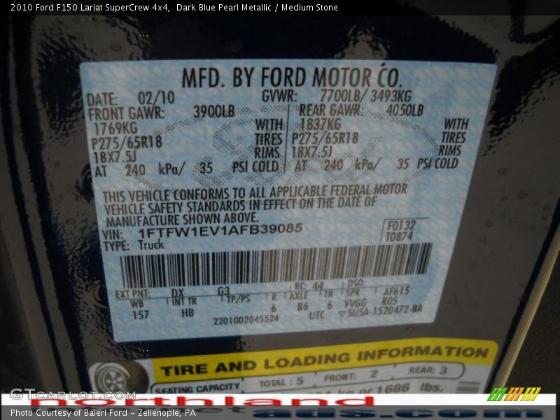 Dark Blue Pearl Metallic / Medium Stone 2010 Ford F150 Lariat SuperCrew 4x4