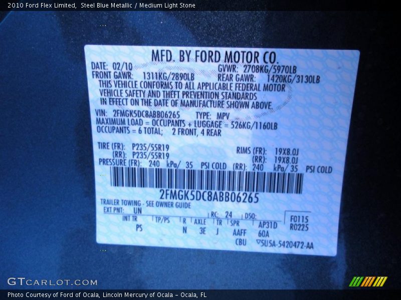 Steel Blue Metallic / Medium Light Stone 2010 Ford Flex Limited