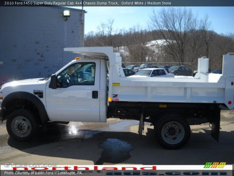 Oxford White / Medium Stone 2010 Ford F450 Super Duty Regular Cab 4x4 Chassis Dump Truck