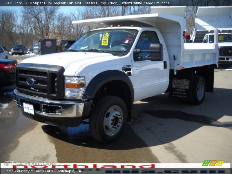 Oxford White / Medium Stone 2010 Ford F450 Super Duty Regular Cab 4x4 Chassis Dump Truck