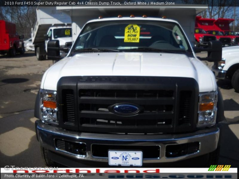 Oxford White / Medium Stone 2010 Ford F450 Super Duty Regular Cab 4x4 Chassis Dump Truck