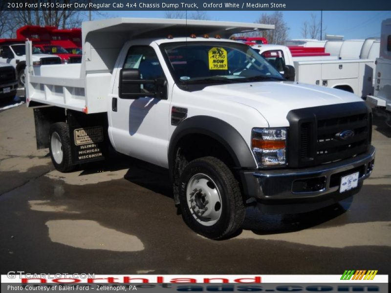 Oxford White / Medium Stone 2010 Ford F450 Super Duty Regular Cab 4x4 Chassis Dump Truck