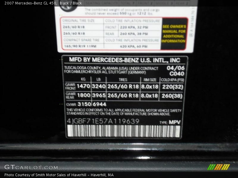 Black / Black 2007 Mercedes-Benz GL 450