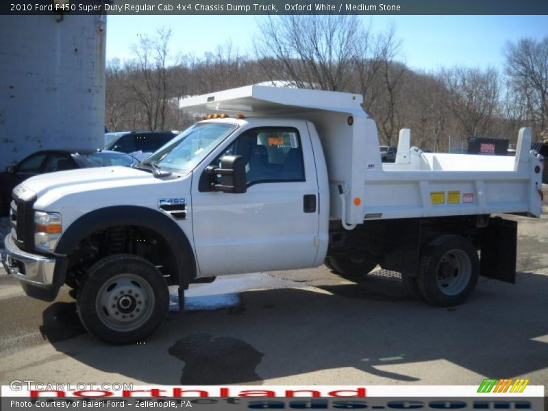 Oxford White / Medium Stone 2010 Ford F450 Super Duty Regular Cab 4x4 Chassis Dump Truck
