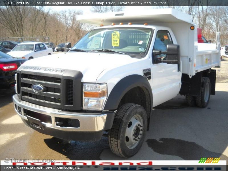 Oxford White / Medium Stone 2010 Ford F450 Super Duty Regular Cab 4x4 Chassis Dump Truck