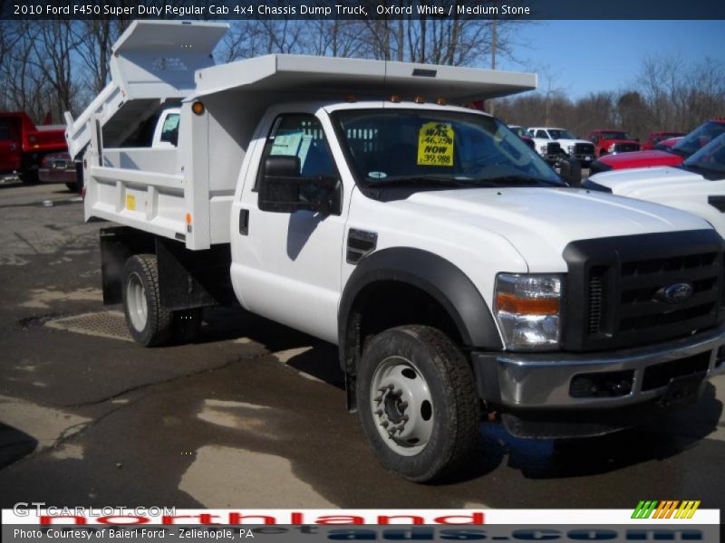 Oxford White / Medium Stone 2010 Ford F450 Super Duty Regular Cab 4x4 Chassis Dump Truck