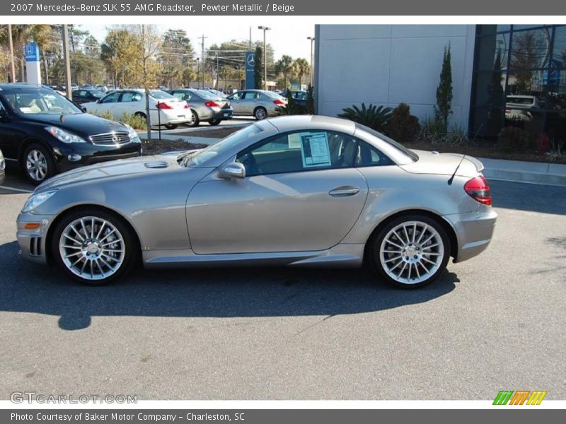 Pewter Metallic / Beige 2007 Mercedes-Benz SLK 55 AMG Roadster