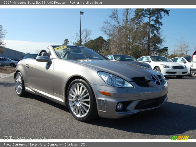 Pewter Metallic / Beige 2007 Mercedes-Benz SLK 55 AMG Roadster