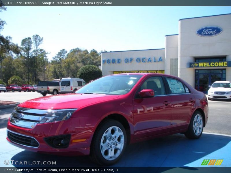 Sangria Red Metallic / Medium Light Stone 2010 Ford Fusion SE