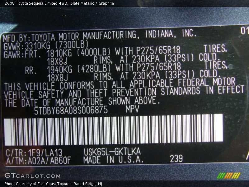 Slate Metallic / Graphite 2008 Toyota Sequoia Limited 4WD