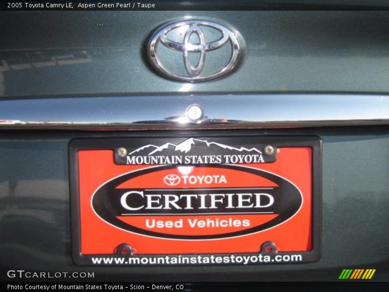 Aspen Green Pearl / Taupe 2005 Toyota Camry LE