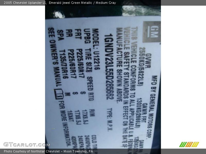 Emerald Jewel Green Metallic / Medium Gray 2005 Chevrolet Uplander LS