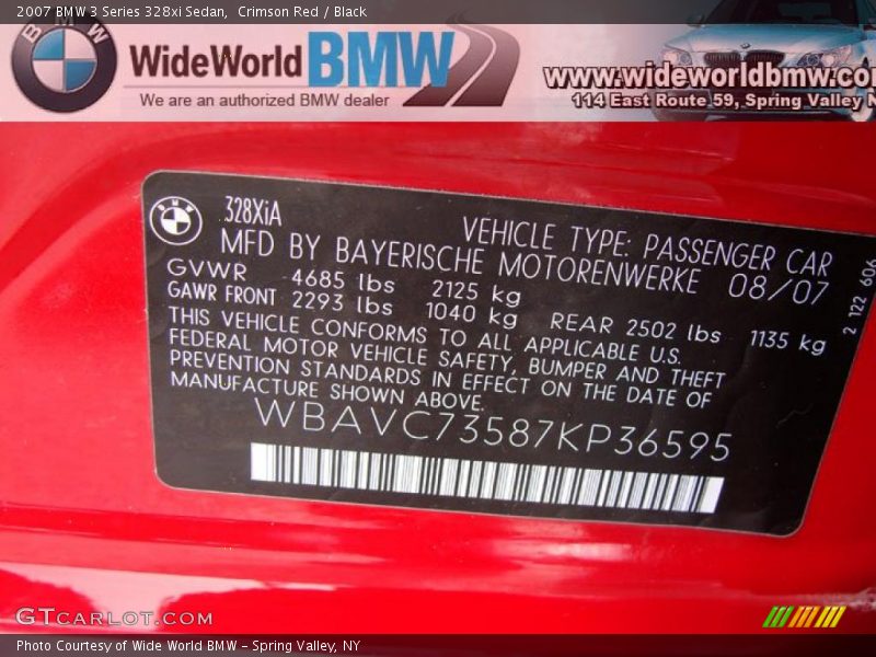 Crimson Red / Black 2007 BMW 3 Series 328xi Sedan