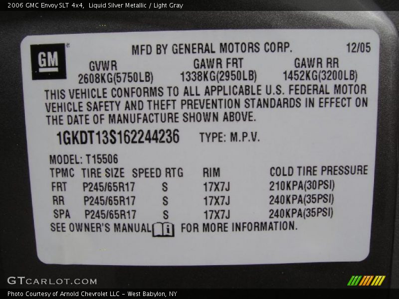 Liquid Silver Metallic / Light Gray 2006 GMC Envoy SLT 4x4