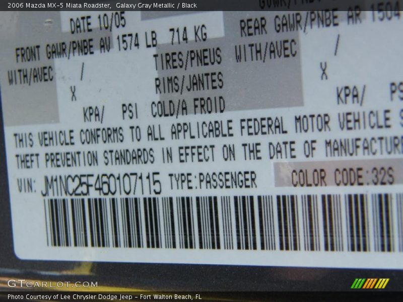 Galaxy Gray Metallic / Black 2006 Mazda MX-5 Miata Roadster
