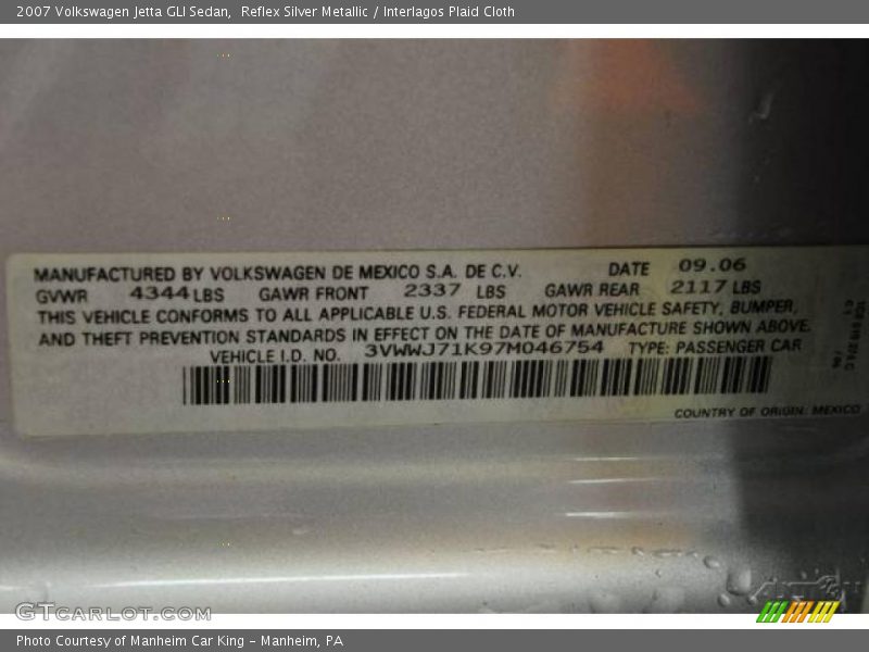 Reflex Silver Metallic / Interlagos Plaid Cloth 2007 Volkswagen Jetta GLI Sedan