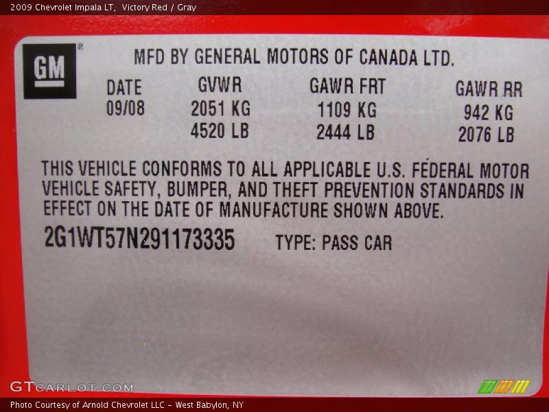 Victory Red / Gray 2009 Chevrolet Impala LT