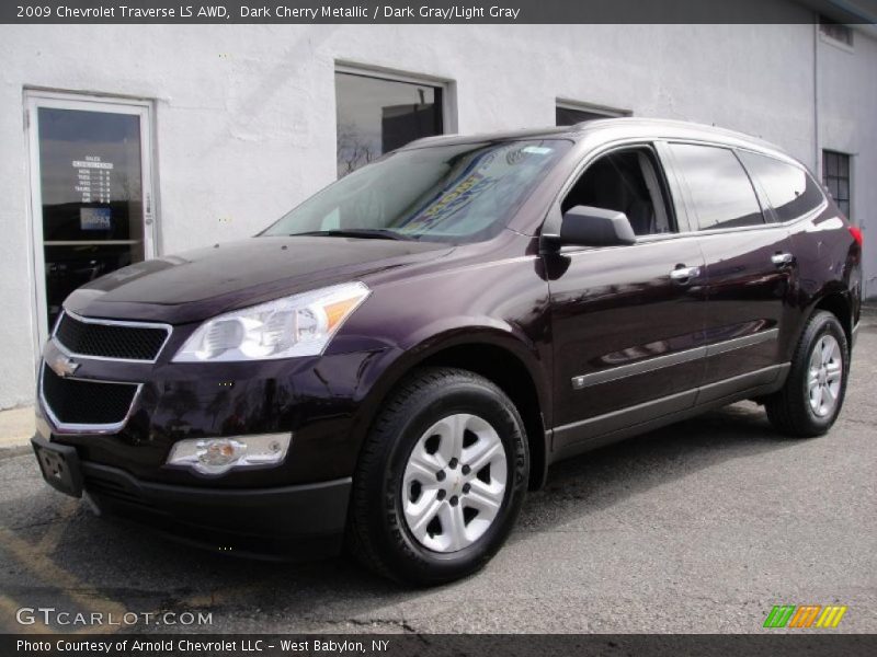 Dark Cherry Metallic / Dark Gray/Light Gray 2009 Chevrolet Traverse LS AWD