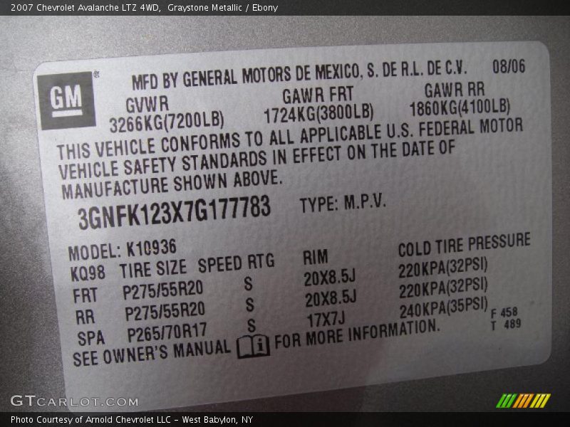 Graystone Metallic / Ebony 2007 Chevrolet Avalanche LTZ 4WD