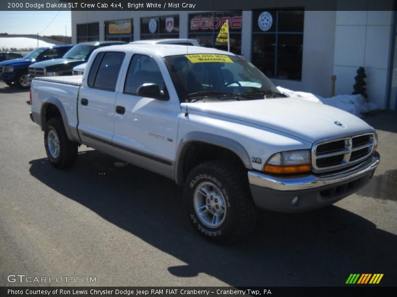 Bright White / Mist Gray 2000 Dodge Dakota SLT Crew Cab 4x4