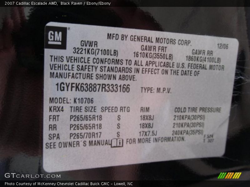 Black Raven / Ebony/Ebony 2007 Cadillac Escalade AWD