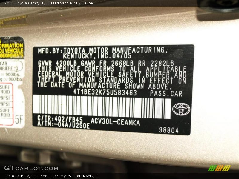 Desert Sand Mica / Taupe 2005 Toyota Camry LE