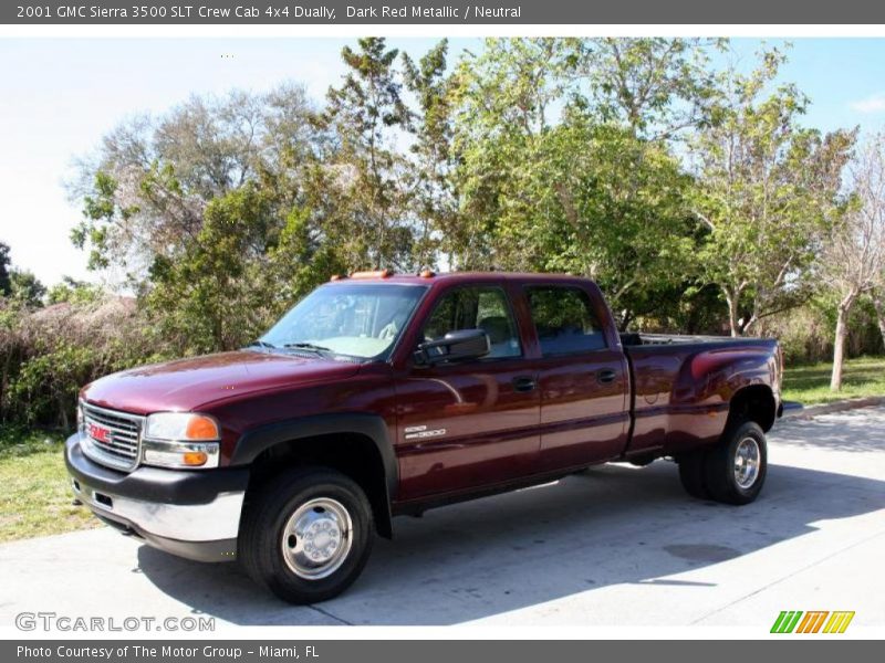 Dark Red Metallic / Neutral 2001 GMC Sierra 3500 SLT Crew Cab 4x4 Dually