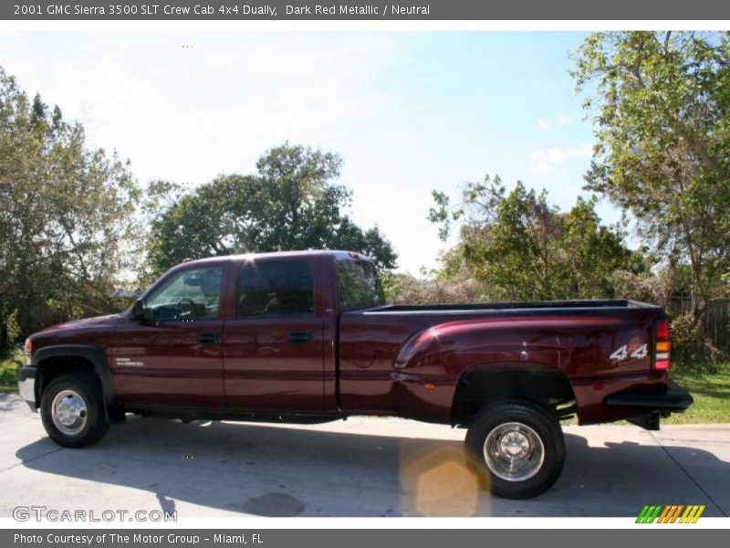 Dark Red Metallic / Neutral 2001 GMC Sierra 3500 SLT Crew Cab 4x4 Dually