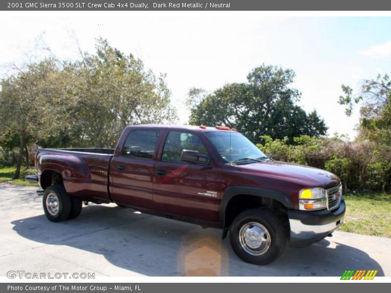 Dark Red Metallic / Neutral 2001 GMC Sierra 3500 SLT Crew Cab 4x4 Dually