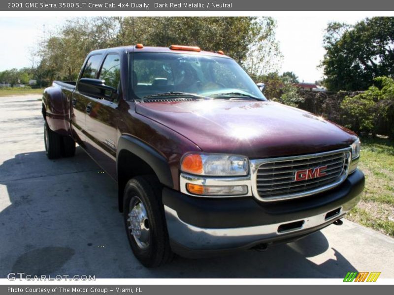 Dark Red Metallic / Neutral 2001 GMC Sierra 3500 SLT Crew Cab 4x4 Dually