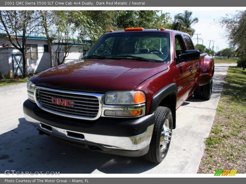 Dark Red Metallic / Neutral 2001 GMC Sierra 3500 SLT Crew Cab 4x4 Dually