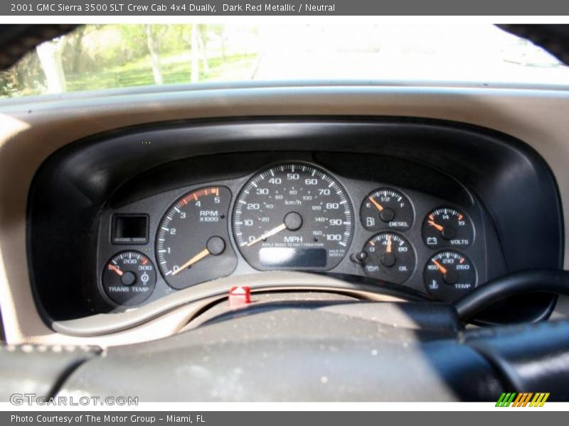 Dark Red Metallic / Neutral 2001 GMC Sierra 3500 SLT Crew Cab 4x4 Dually