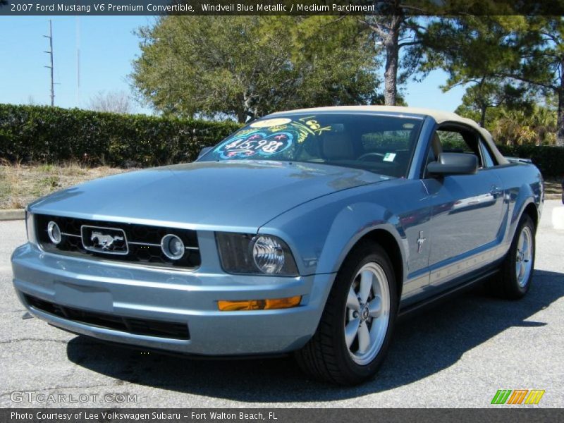 Windveil Blue Metallic / Medium Parchment 2007 Ford Mustang V6 Premium Convertible