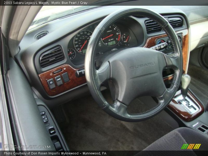 Mystic Blue Pearl / Gray 2003 Subaru Legacy L Wagon
