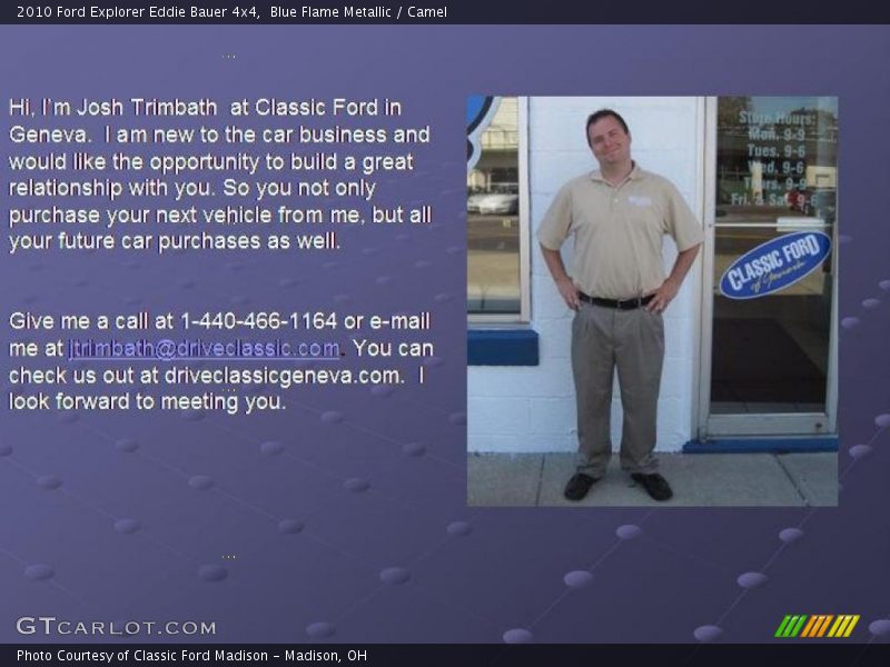 Blue Flame Metallic / Camel 2010 Ford Explorer Eddie Bauer 4x4