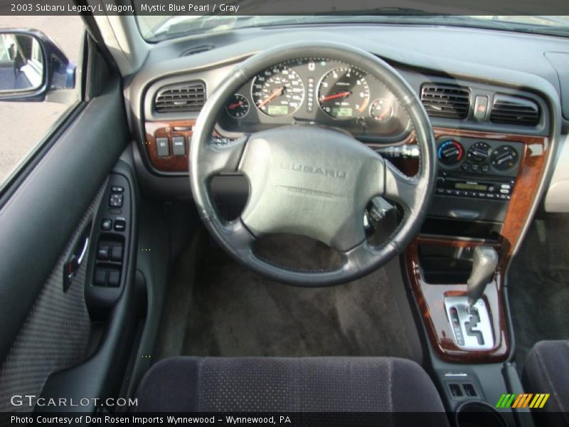 Mystic Blue Pearl / Gray 2003 Subaru Legacy L Wagon