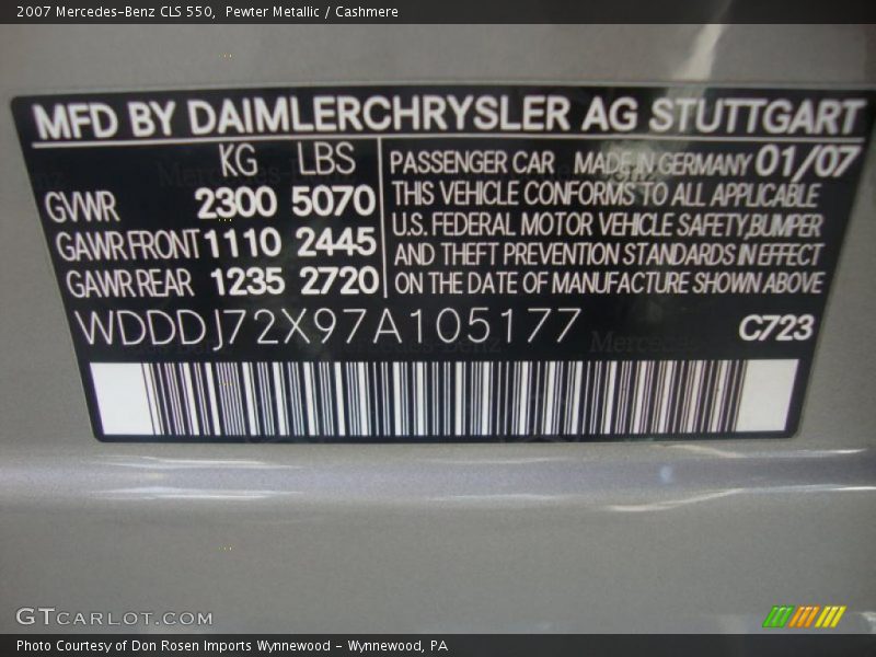 Pewter Metallic / Cashmere 2007 Mercedes-Benz CLS 550