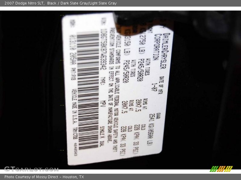 Black / Dark Slate Gray/Light Slate Gray 2007 Dodge Nitro SLT