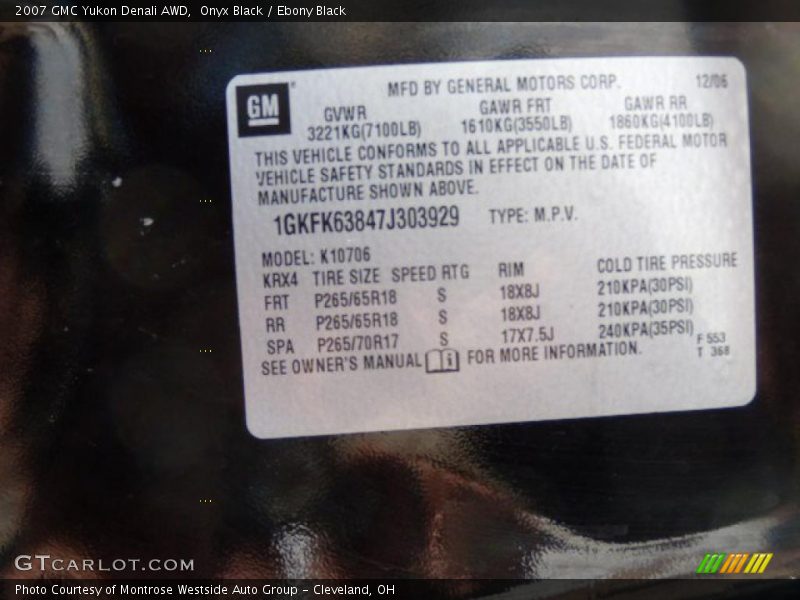 Onyx Black / Ebony Black 2007 GMC Yukon Denali AWD