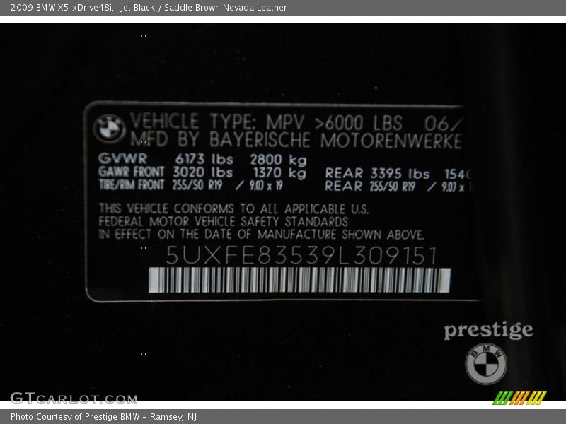Jet Black / Saddle Brown Nevada Leather 2009 BMW X5 xDrive48i