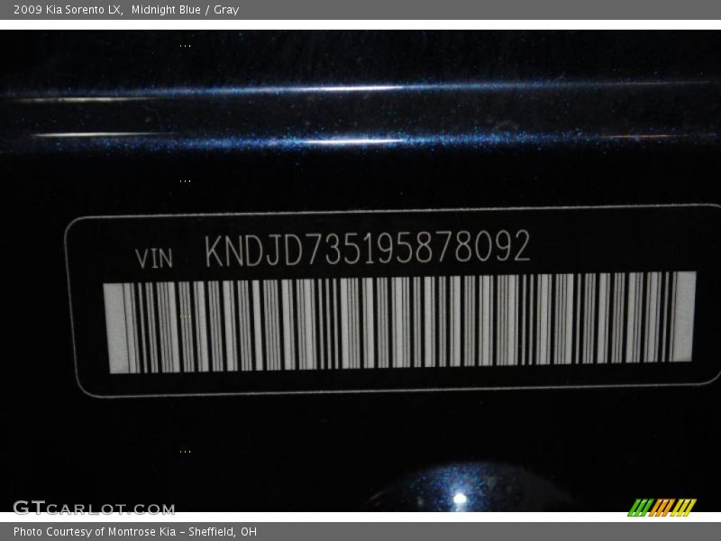 Midnight Blue / Gray 2009 Kia Sorento LX