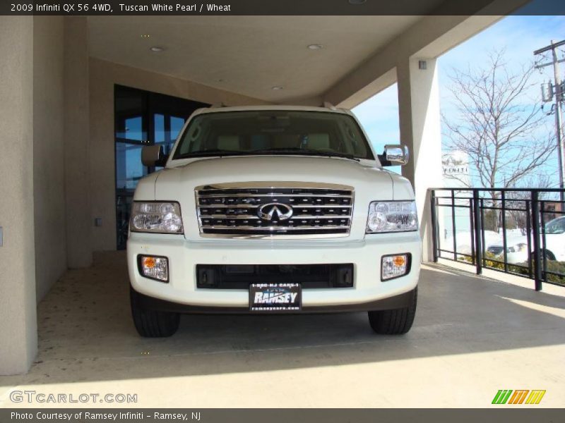 Tuscan White Pearl / Wheat 2009 Infiniti QX 56 4WD