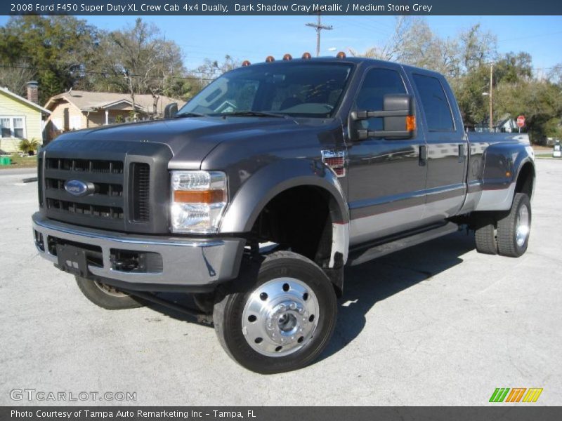 Dark Shadow Gray Metallic / Medium Stone Grey 2008 Ford F450 Super Duty XL Crew Cab 4x4 Dually