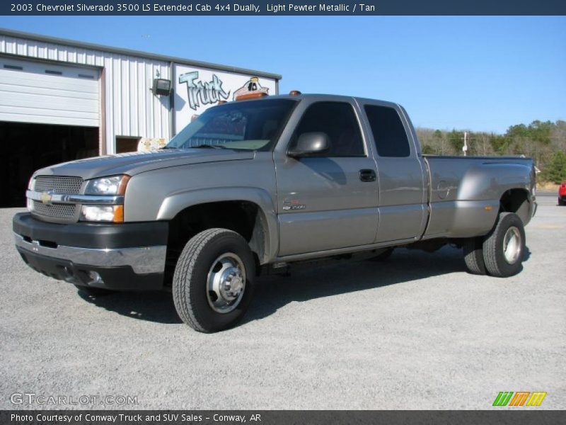 Light Pewter Metallic / Tan 2003 Chevrolet Silverado 3500 LS Extended Cab 4x4 Dually