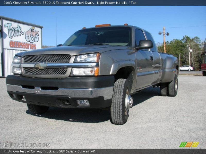 Light Pewter Metallic / Tan 2003 Chevrolet Silverado 3500 LS Extended Cab 4x4 Dually