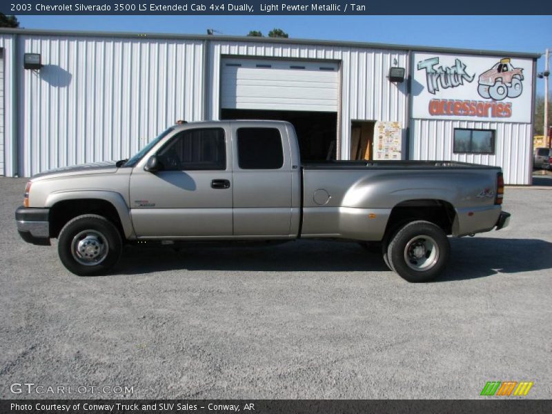 Light Pewter Metallic / Tan 2003 Chevrolet Silverado 3500 LS Extended Cab 4x4 Dually