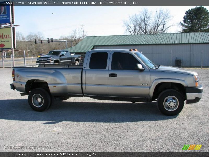 Light Pewter Metallic / Tan 2003 Chevrolet Silverado 3500 LS Extended Cab 4x4 Dually