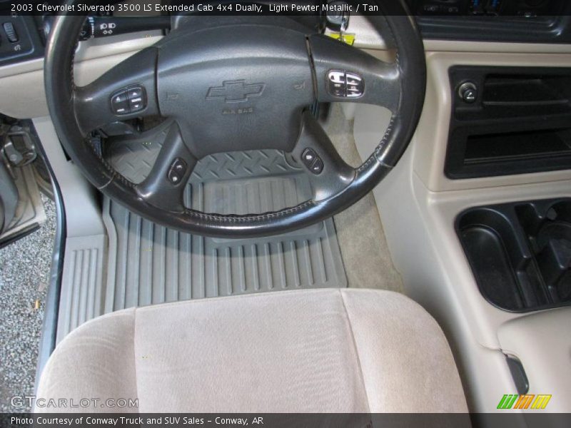 Light Pewter Metallic / Tan 2003 Chevrolet Silverado 3500 LS Extended Cab 4x4 Dually